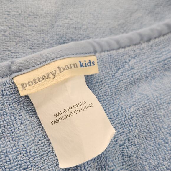 Pottery Barn Kids Baby Hooded Shark Wrap Bath Towel 100% Cotton Soft Terry Blue - Picture 3 of 4